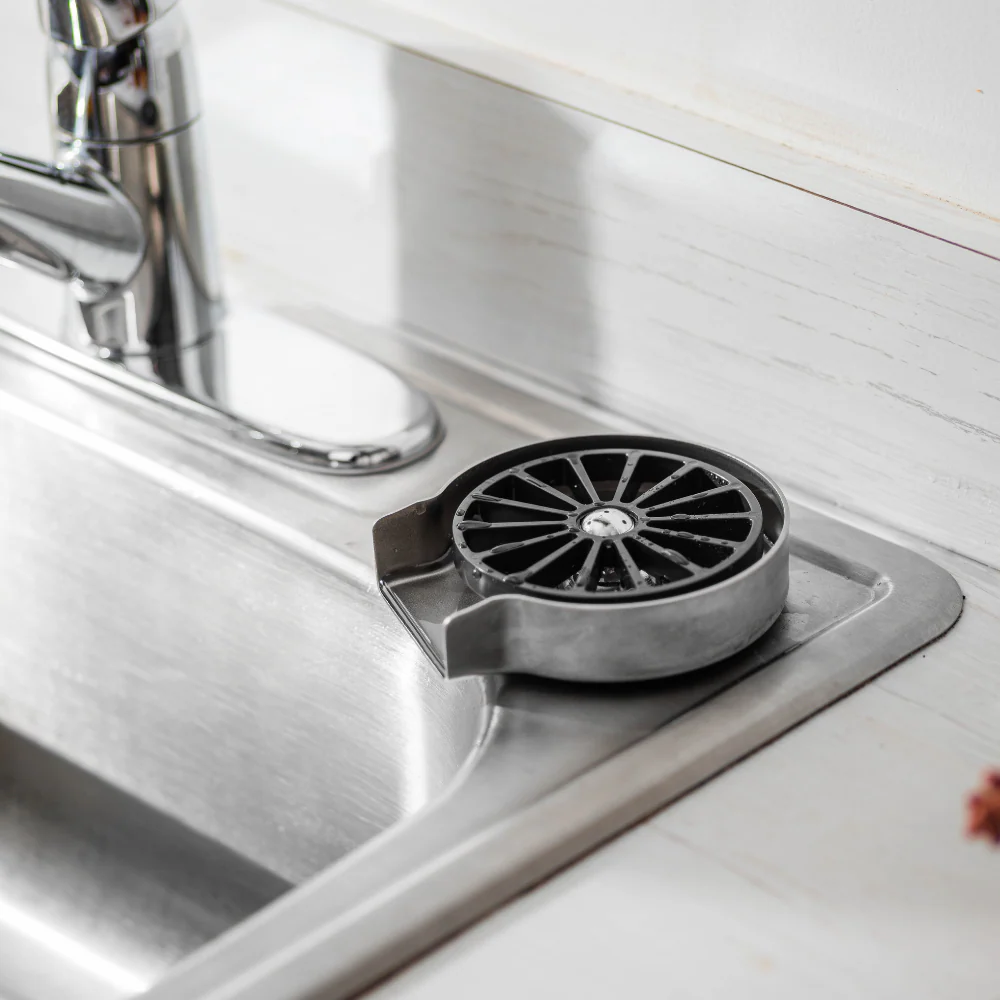 GLASS RINSER FOR KITCHEN SINKS, NSF APPROVED, 4" ROUND STAINLESS STEEL PAN WITH DETACHED WOBBLE PLATE ACTIVATION - Image 3